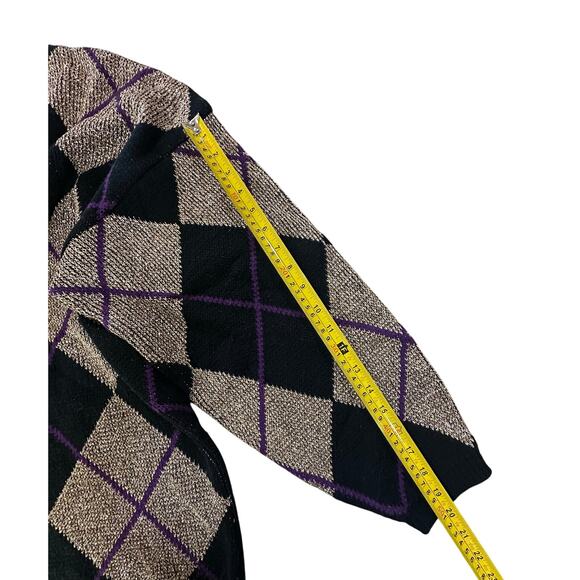 VTG 90s Metallic Argyle Crewneck Sweater Women’s Plus 24W Festive Holiday Party - Picture 11 of 13